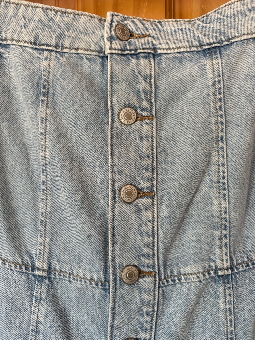 Terra & Sky Faded Blue Button-Front Denim Midi Skirt size 20W - Picture 8 of 10